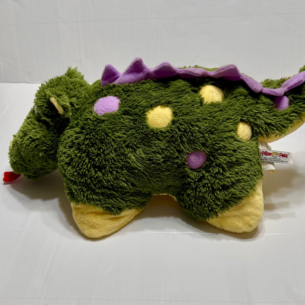 My Pillow Pets Dizzy Dragon Plush Green Purple Yellow Spotted Large Toy 2009 - Picture 5 of 11